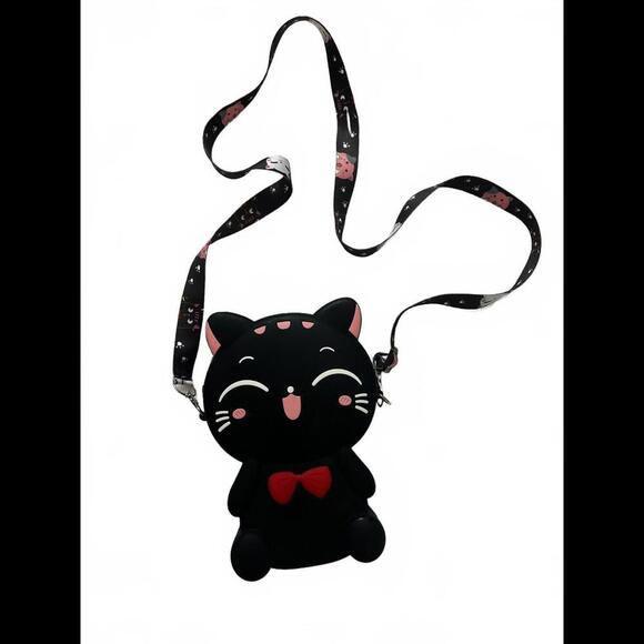 Cute Black Cat Crossbody Bag with Bow - Perfect for Cat Lovers - Picture 1 of 4